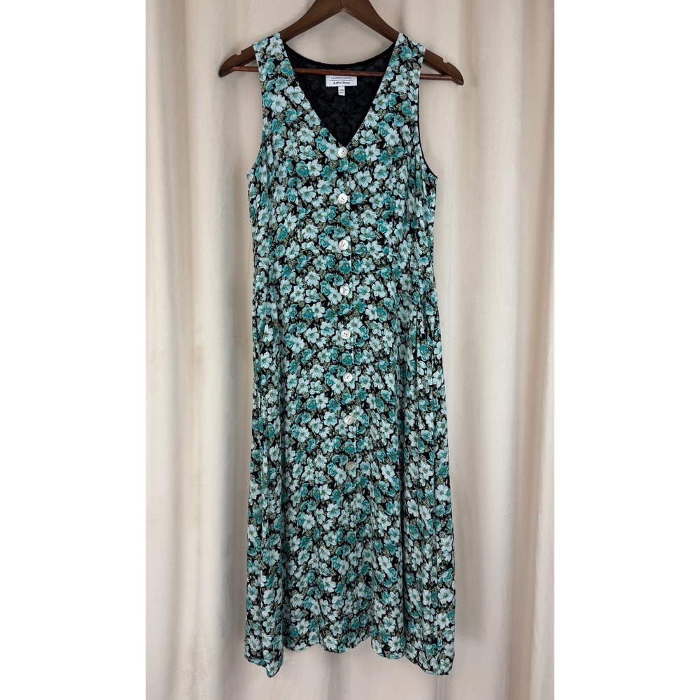 & Other Stories Blue Floral Sleeveless Button-Front Midi Dress Sz 38 Cottagecore